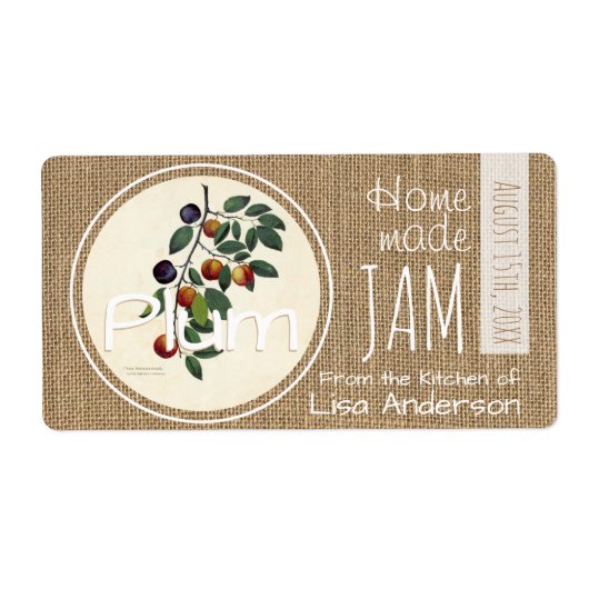  Rustic Plum Jam gepersonaliseerd H-label Etiket (Voorkant)