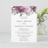 Rustic Plum Mauve Paarse Floral Greenery Wedding Kaart (Staand voorkant)