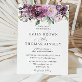 Rustic Plum Mauve Paarse Floral Greenery Wedding Kaart