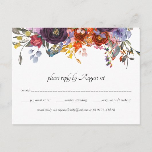 Rustic Plum Oranje Herfst RSVP Briefkaart (Voorkant)