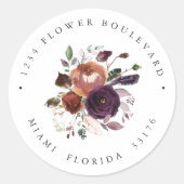 Rustic Plum Rozen and veren Return address Ronde Sticker (Voorkant)