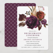 Rustic Plum | Rozen Bridesmaids Luncheon Weddensch Kaart (Voorkant / Achterkant)