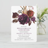 Rustic Plum | Rozen Bridesmaids Luncheon Weddensch Kaart (Staand voorkant)
