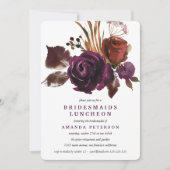 Rustic Plum | Rozen Bridesmaids Luncheon Weddensch Kaart (Voorkant)