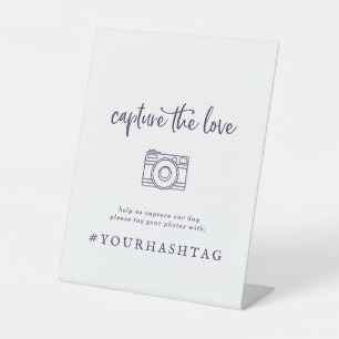 Rustic Plum vangt het hashtag Love Wedding Reclamebord Met Voetstuk
