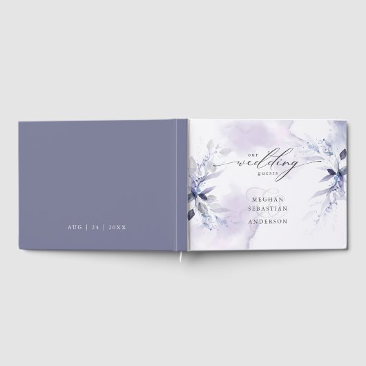 Rustic Plum Violet Foliage Wedding Guest Book Gastenboek (Volledig)