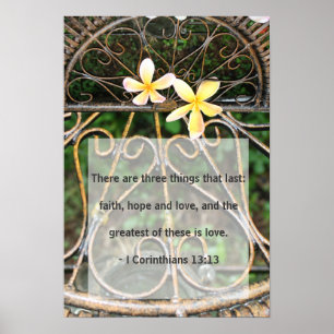 Rustic Plumeria Frangipani Bijbel Love Quote Poste Poster