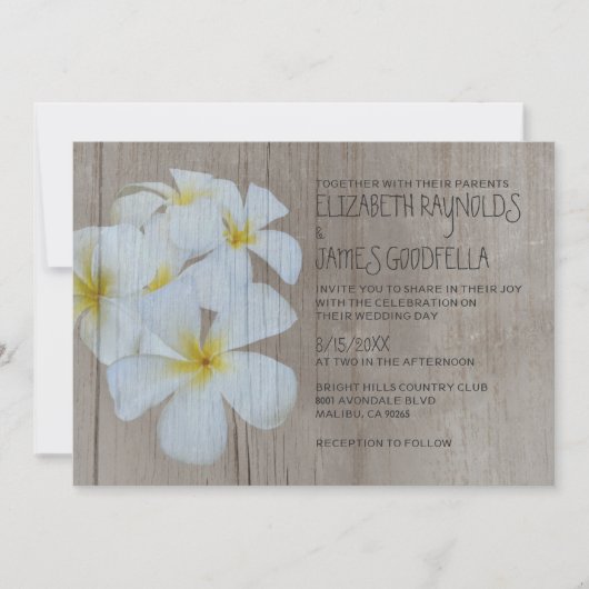 Rustic Plumeria Wedding Invitations Kaart (Voorkant)