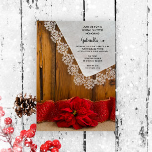 Rustic Poinsettia Country Winter Vrijgezellenfeest Kaart