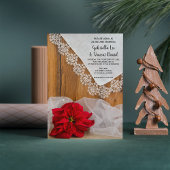 Rustic Poinsettia en Lace Winter Barn Wedding Kaart