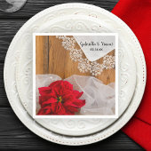 Rustic Poinsettia en Lace Winter Barn Wedding Servet