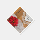 Rustic Poinsettia en Lace Winter Barn Wedding Servet (Hoek)