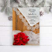 Rustic Poinsettia en Lace Winter Vrijgezellenfeest Kaart