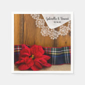 Rustic Poinsettia en Pset Country Winter Wedding Servet (Voorkant)