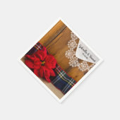 Rustic Poinsettia en Pset Country Winter Wedding Servet (Hoek)