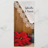 Rustic Poinsettia en Pset Winter Wedding Programme Programmakaart (Voorkant)