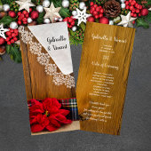 Rustic Poinsettia en Pset Winter Wedding Programme Programmakaart