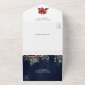 Rustic Poinsettia Floral Kerstmis bruiloft All In One Uitnodiging (Buitenkant)