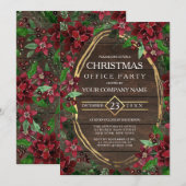 Rustic Poinsettia Floral Wood Corporate Kerstmis Kaart (Voorkant / Achterkant)
