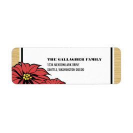 Rustic Poinsettia Holiday Etiket