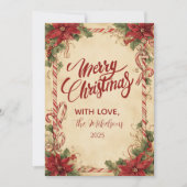 Rustic Poinsettia Holiday Feestdagenkaart (Voorkant)