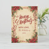 Rustic Poinsettia Holiday Feestdagenkaart (Staand voorkant)