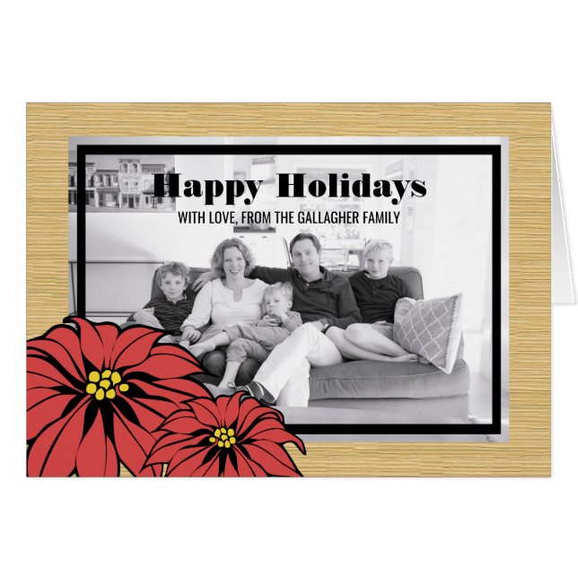 Rustic Poinsettia Holiday Foto (Voorkant Horizontaal)