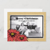Rustic Poinsettia Holiday Foto Feestdagenkaart (Voorkant / Achterkant)