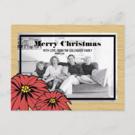 Rustic Poinsettia Holiday Foto Feestdagenkaart