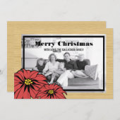 Rustic Poinsettia Holiday Photo Flat Kaart (Voorkant / Achterkant)