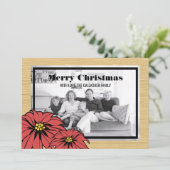 Rustic Poinsettia Holiday Photo Flat Kaart (Staand voorkant)