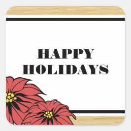 Rustic Poinsettia Holiday Vierkante Sticker