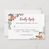 Rustic Poinsettia Ivory Floral Holiday Sason RSVP (Voorkant)