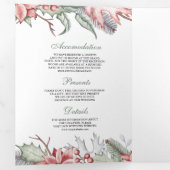 Rustic Poinsettia kerstkaarscode QR Weddenschap Drieluik Uitnodiging (Binnenzijde eerst)