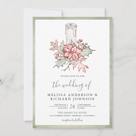 Rustic Poinsettia kerstkaarscode QR Weddenschap Kaart (Voorkant)