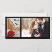 Rustic Poinsettia Lace Winter Weddenschap Bedankkaart (Voorkant)