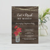 Rustic Poinsettia - Uitnodiging voor Kerstmis (Staand voorkant)