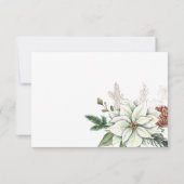 Rustic Poinsettia Winter Foliage Pine cone Wedding RSVP Kaartje (Achterkant)