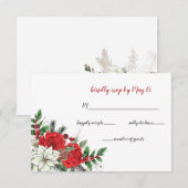Rustic Poinsettia Winter Foliage Pine cone Wedding RSVP Kaartje (Voorkant / Achterkant)