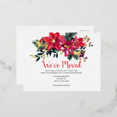 Rustic Poinsettias Berries We hebben vakantie verp Folie Uitnodiging Briefkaart (Voorkant / Achterkant)