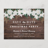 Rustic Poinsietta Kerstmis Opslaan Datum Feestdagenkaart (Voorkant)
