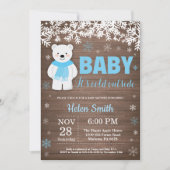 Rustic Polar Beer Winter Boy Baby shower Kaart (Voorkant)