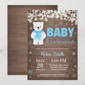 Rustic Polar Beer Winter Boy Baby shower Kaart (Voorkant / Achterkant)