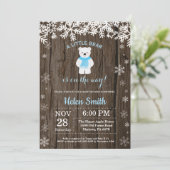 Rustic Polar Beer Winter Boy Baby shower Kaart (Staand voorkant)
