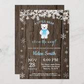 Rustic Polar Beer Winter Boy Baby shower Kaart (Voorkant / Achterkant)
