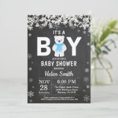 Rustic Polar Beer Winter Boy Baby shower Kaart (Staand voorkant)