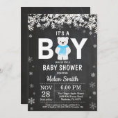 Rustic Polar Beer Winter Boy Baby shower Kaart (Voorkant / Achterkant)