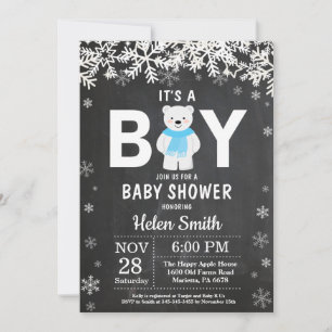 Rustic Polar Beer Winter Boy Baby shower Kaart