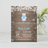 Rustic Polar Beer Winter Boy Baby shower Kaart (Staand voorkant)