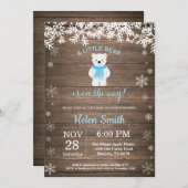 Rustic Polar Beer Winter Boy Baby shower Kaart (Voorkant / Achterkant)